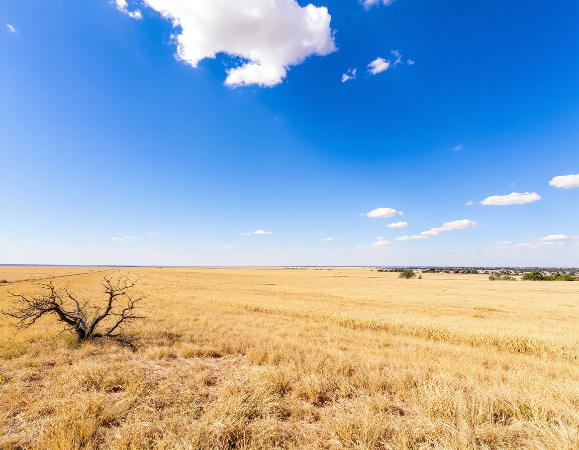 Open high-plains landscape near a West Texas community