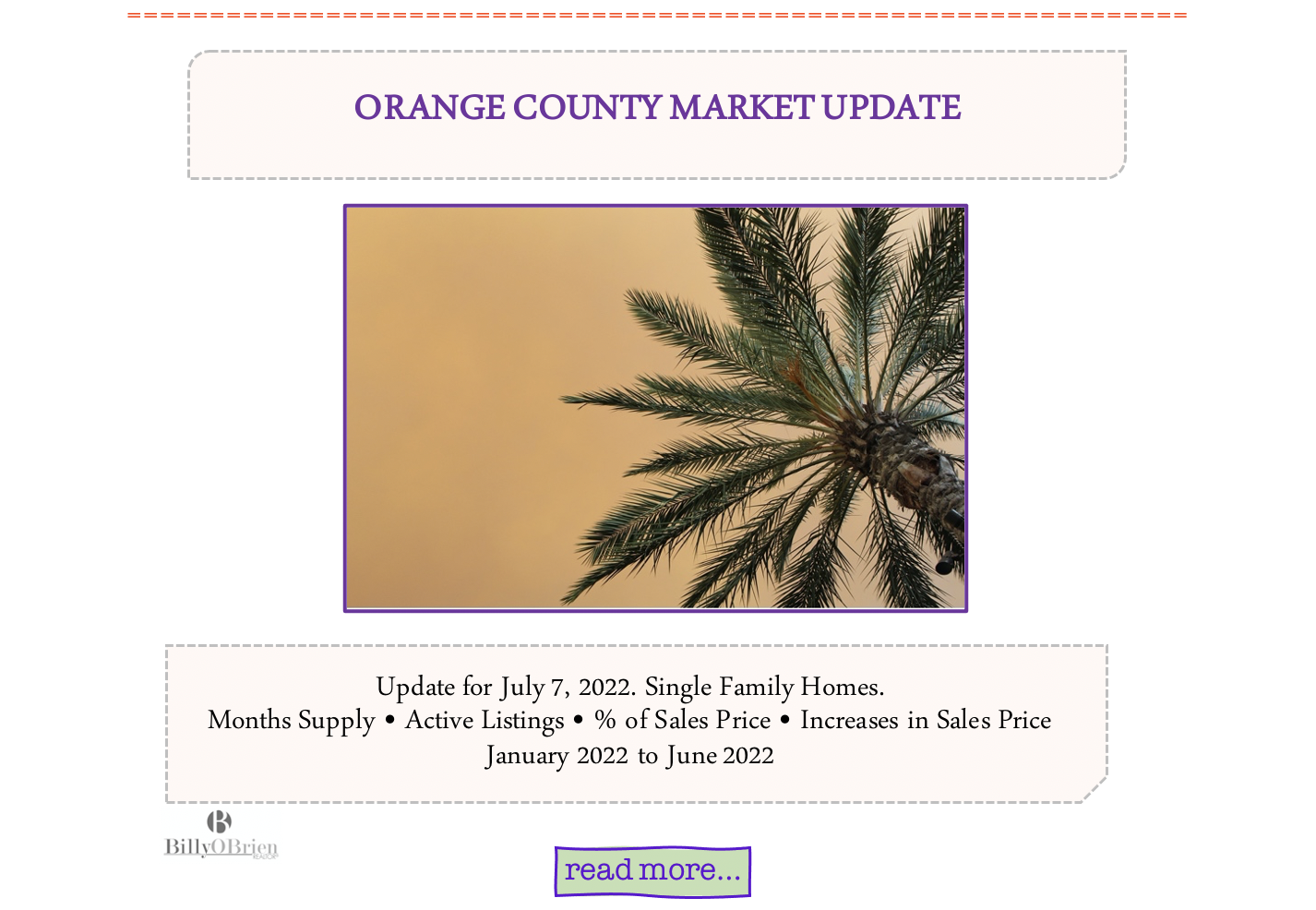 Orange County Housing Market Update