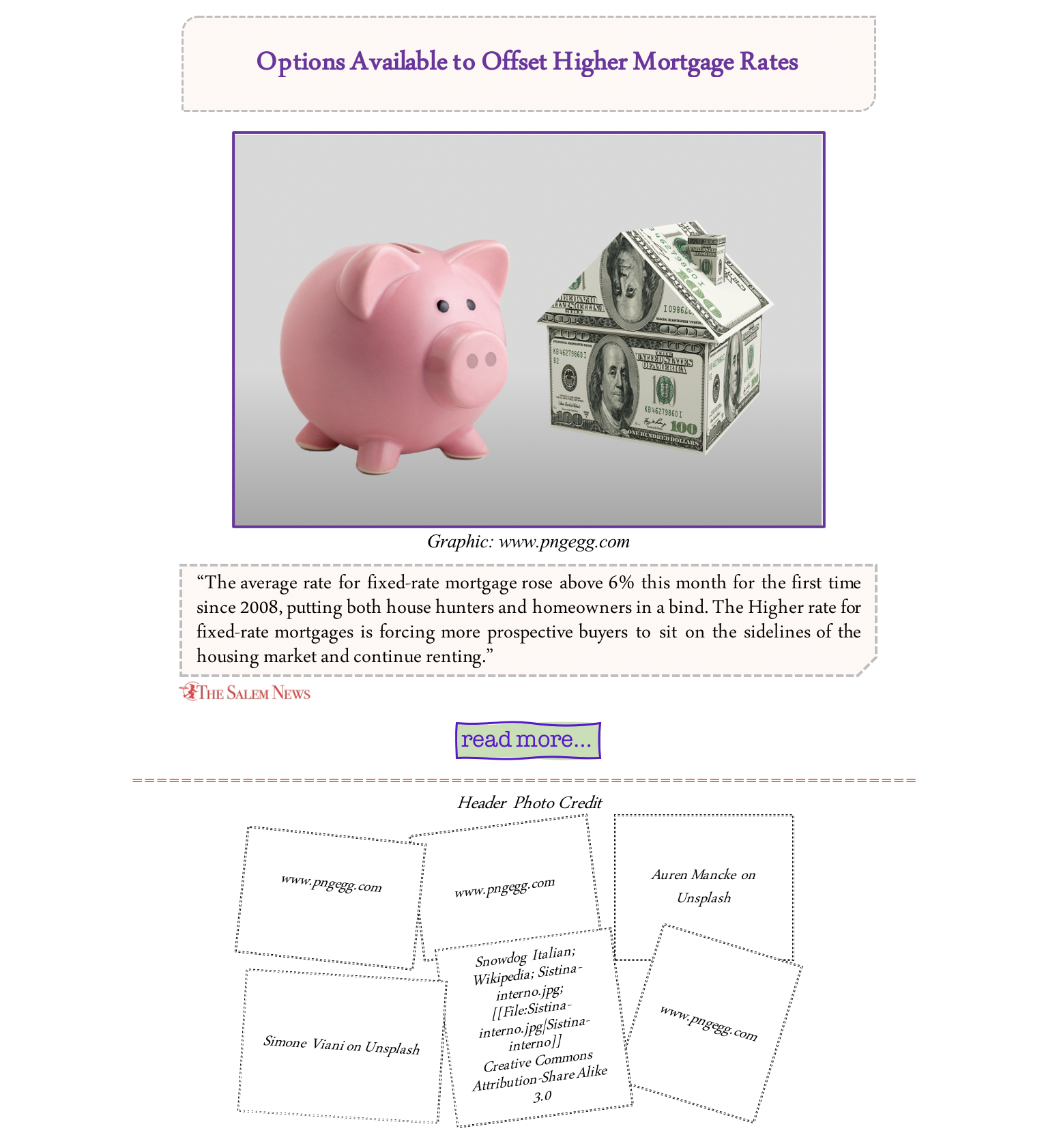 pink piggy bank next to a house made 0ut of money. Options Available to Offset Higher Mortgage Rates