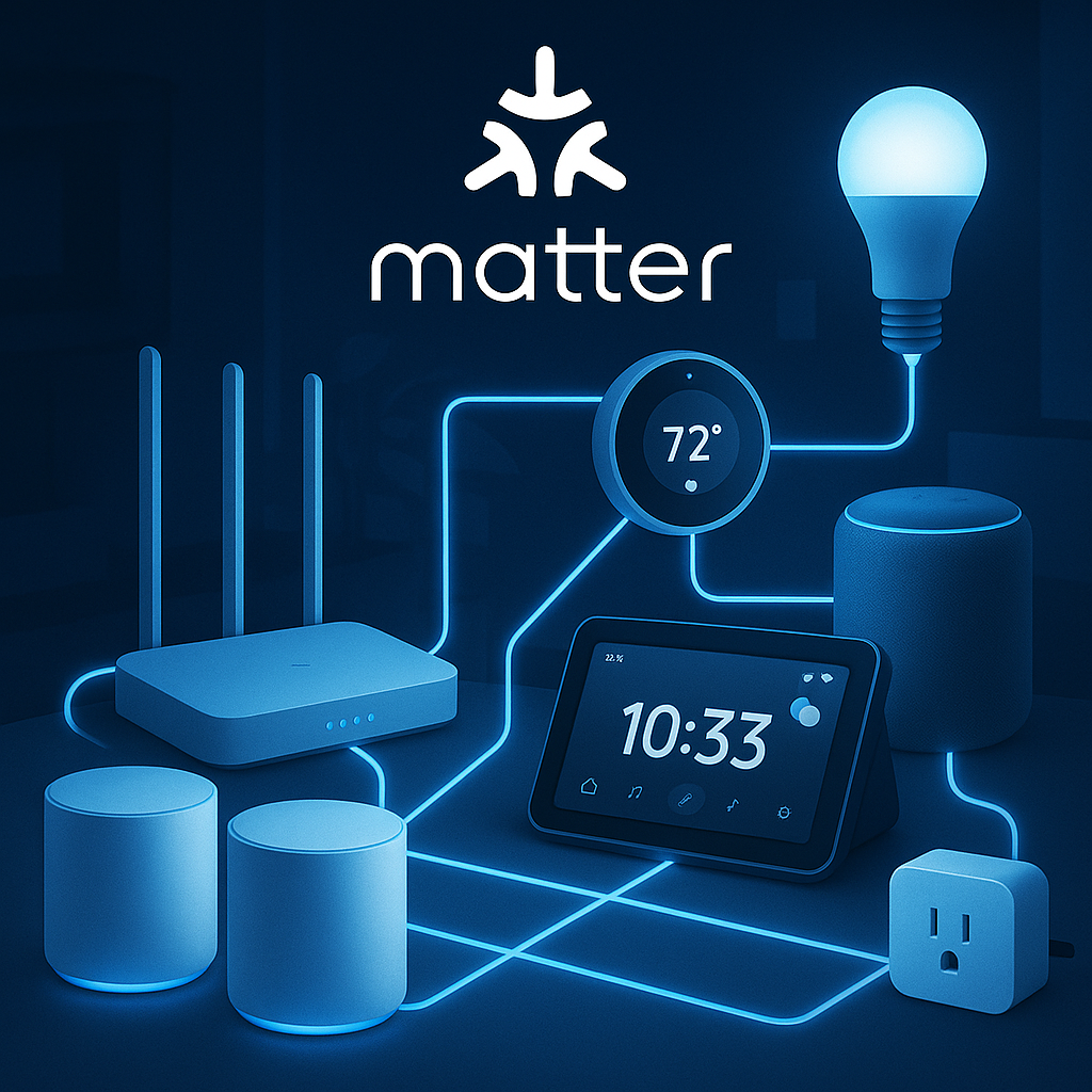 Futuristic digital interface with AI and automation icons