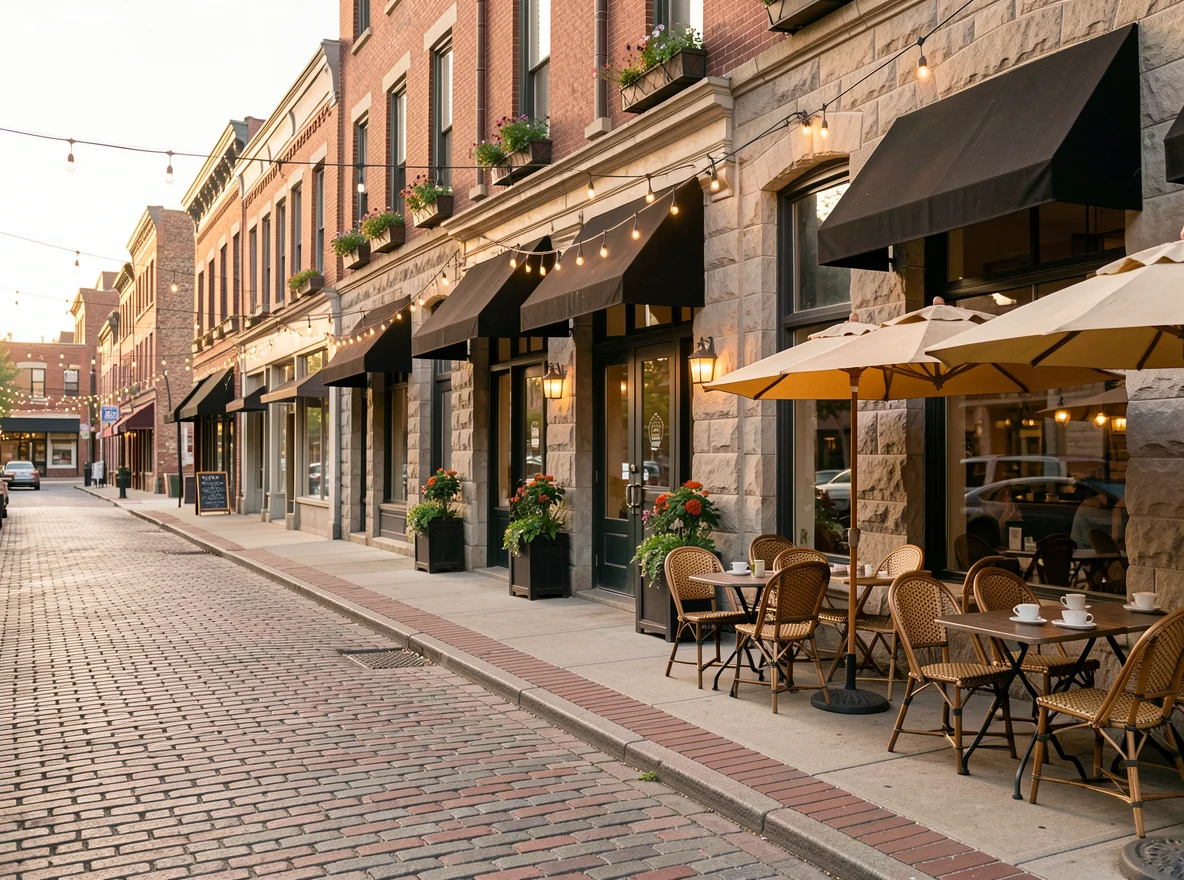 Wicker Park cafe and dining district streetscape