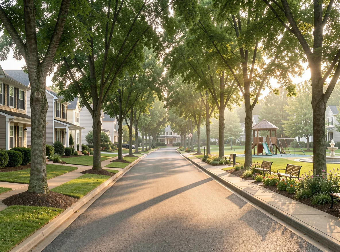 Tree-lined neighborhood street in Mount Juliet
