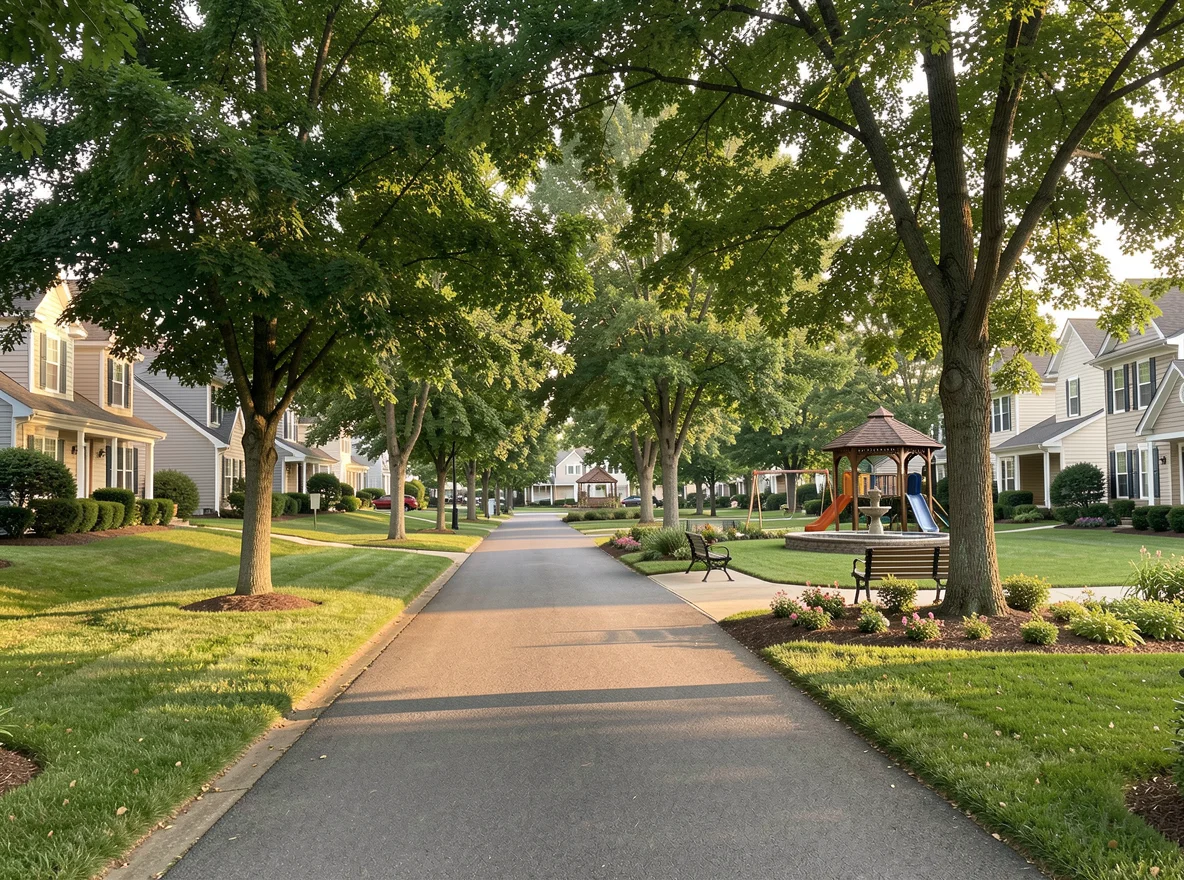 Tree-lined residential street in Greenbrier