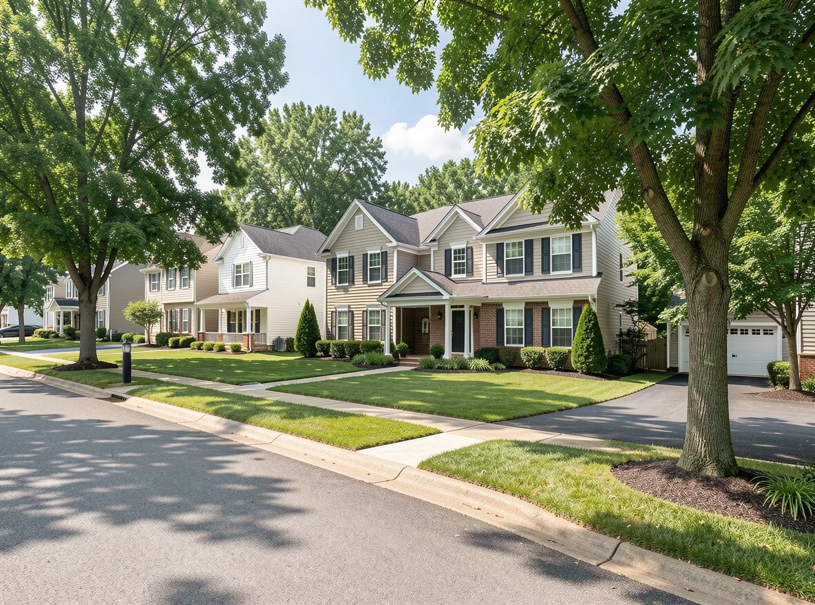 Neighborhood street scene in Millington, Tennessee