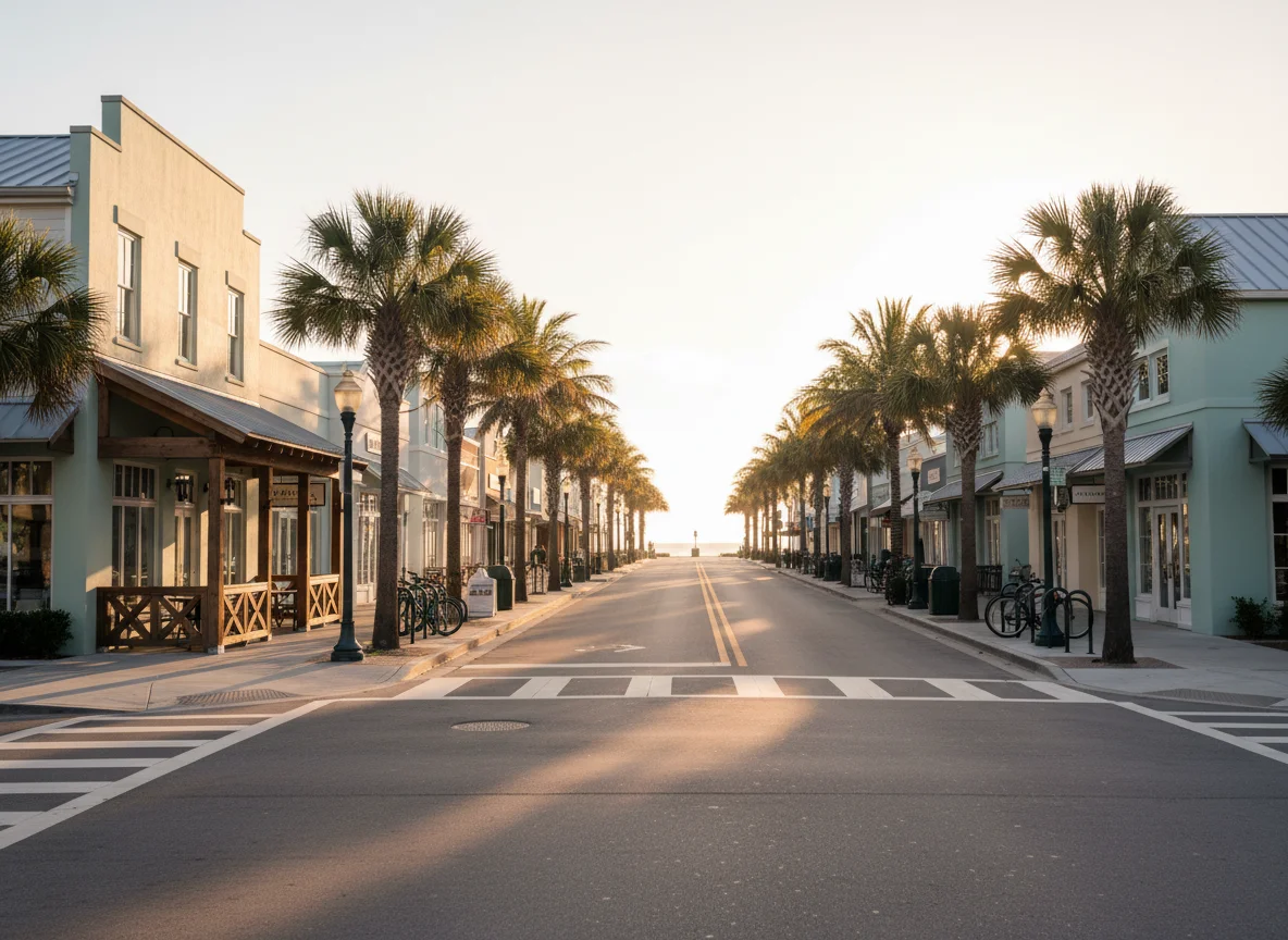 Beach-town streetscape in Jacksonville Beach