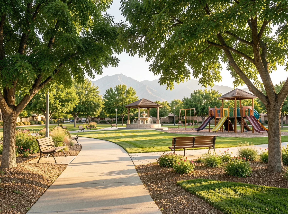 Neighborhood park and walking paths in a family-friendly Rio Rancho community