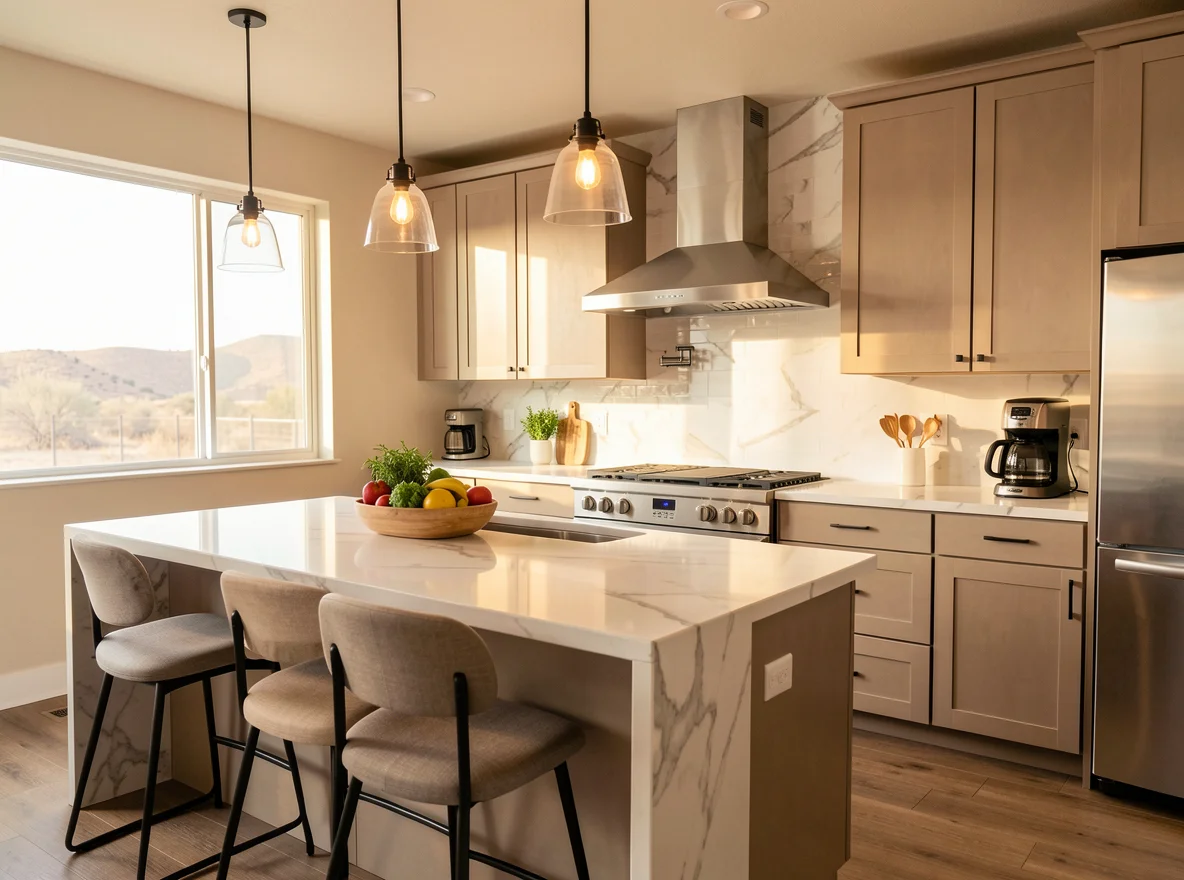 Interior upgrade decisions in a new construction kitchen