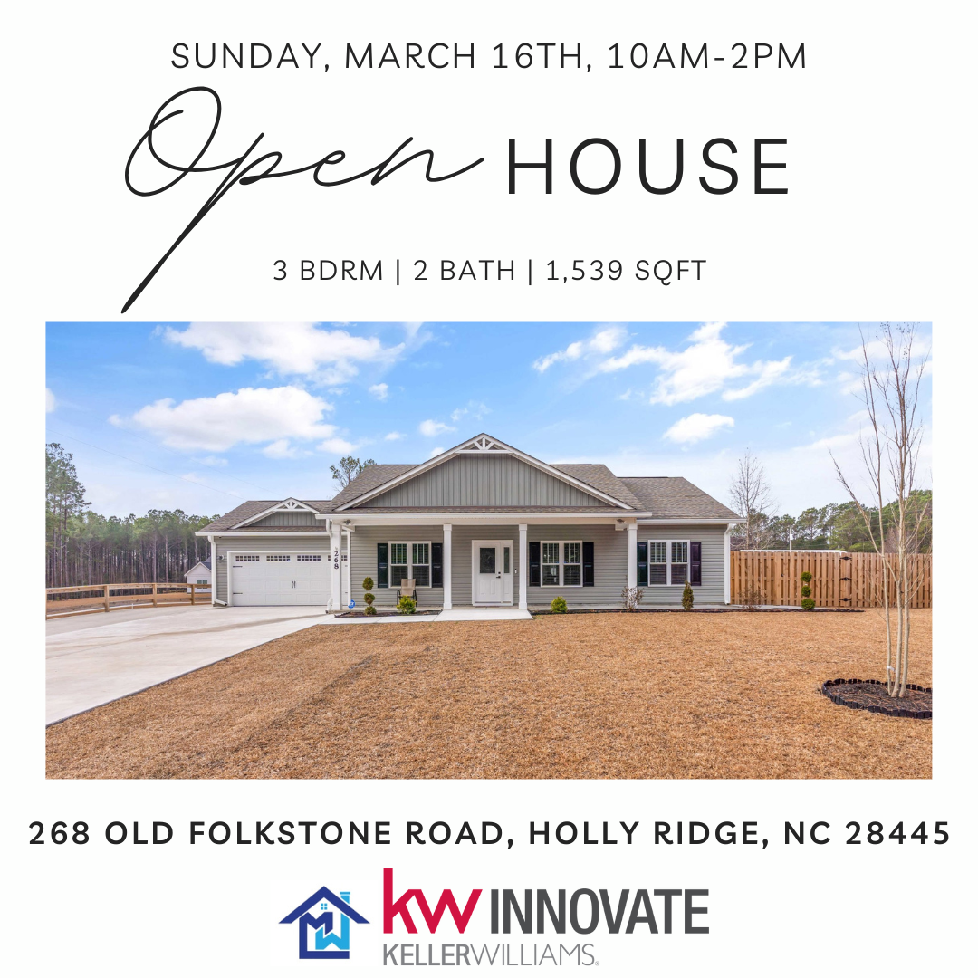*OPEN HOUSE ALERT!* 268 Old Folkstone Road Holly Ridge NC, 28445