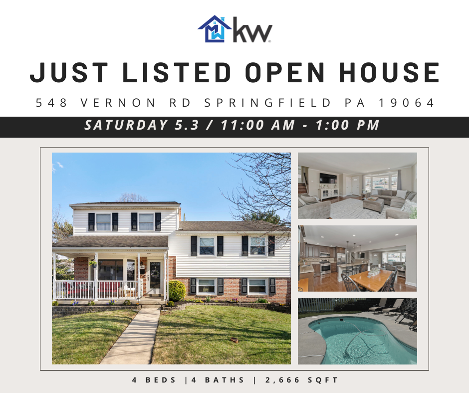 OPEN HOUSE ALERT!  548 Vernon Rd in Springfield, PA