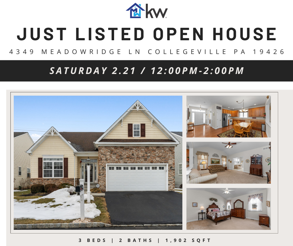 JUST LISTED! Open House at 4349 Meadowridge Ln, Collegeville, PA 19426