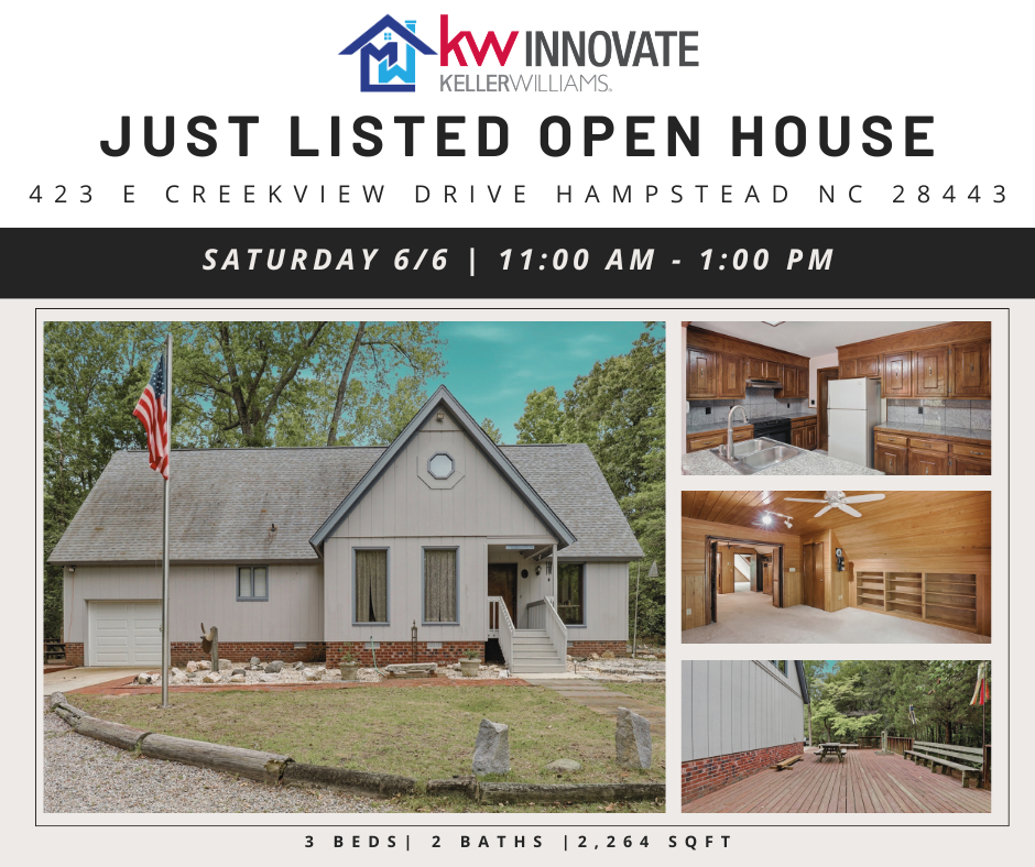 Just Listed + Open House 423 E Creekview Drive in Hampstead, NC!