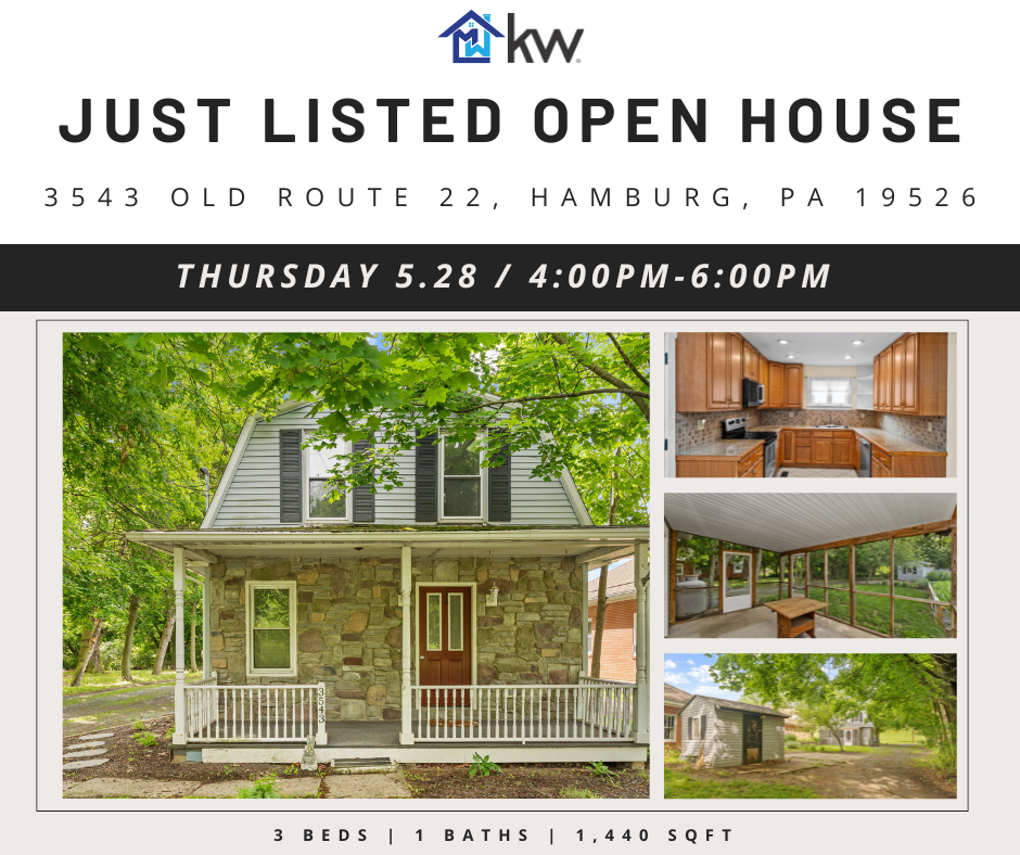 Just Listed + Open House: 3543 Old Route 22 in Hamburg, PA