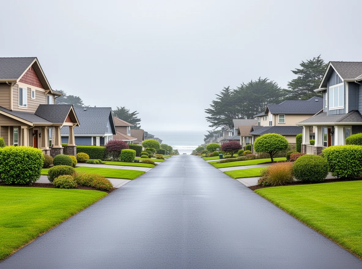 Coastal neighborhood lifestyle scene in Lincoln County, Oregon