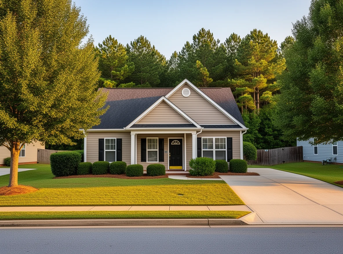 Well-kept home exterior on a tree-lined residential street in Wadesboro