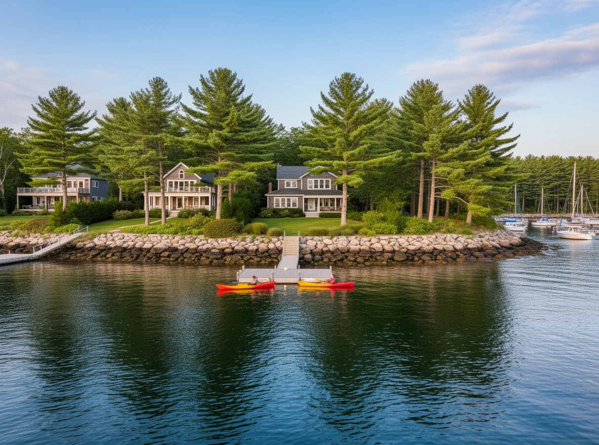 Kayaking on a calm inlet in Lincoln County, Maine
