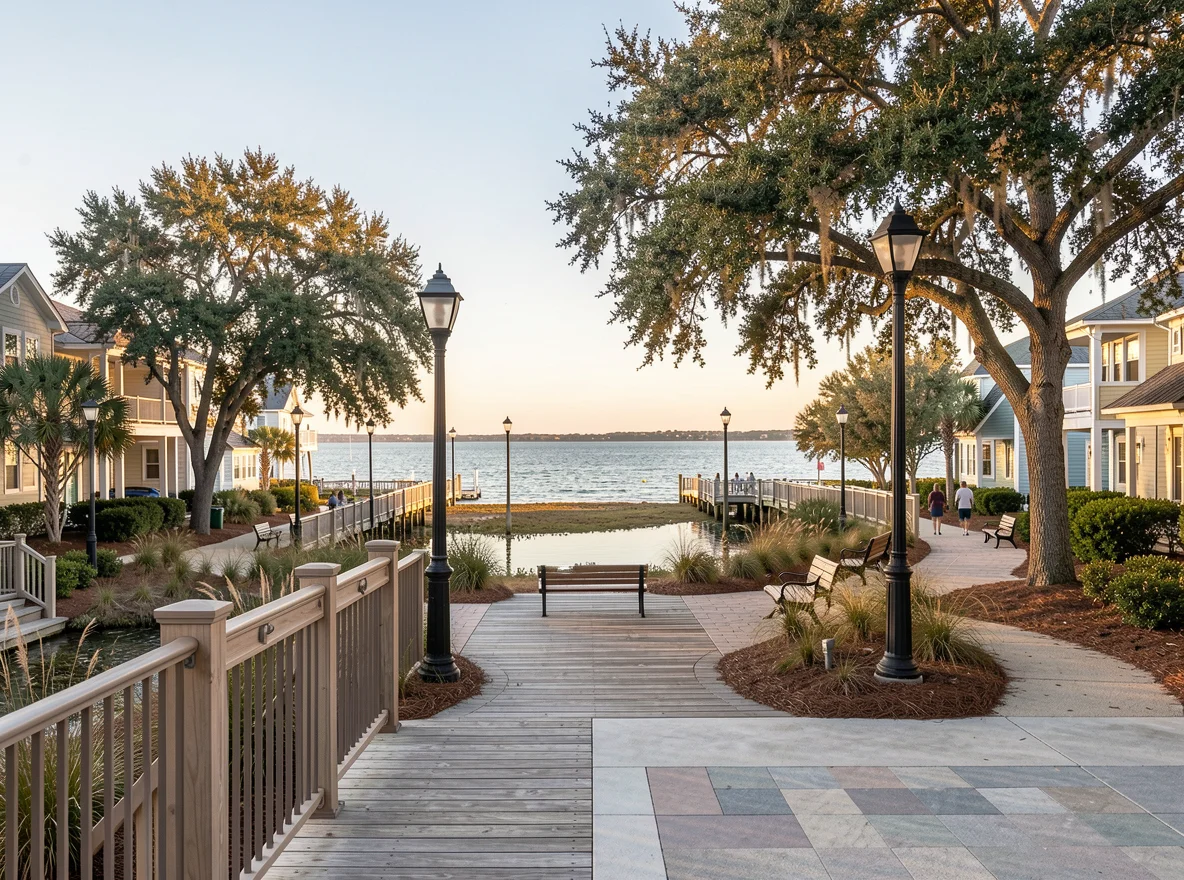 Waterfront neighborhood scene in Virginia Beach