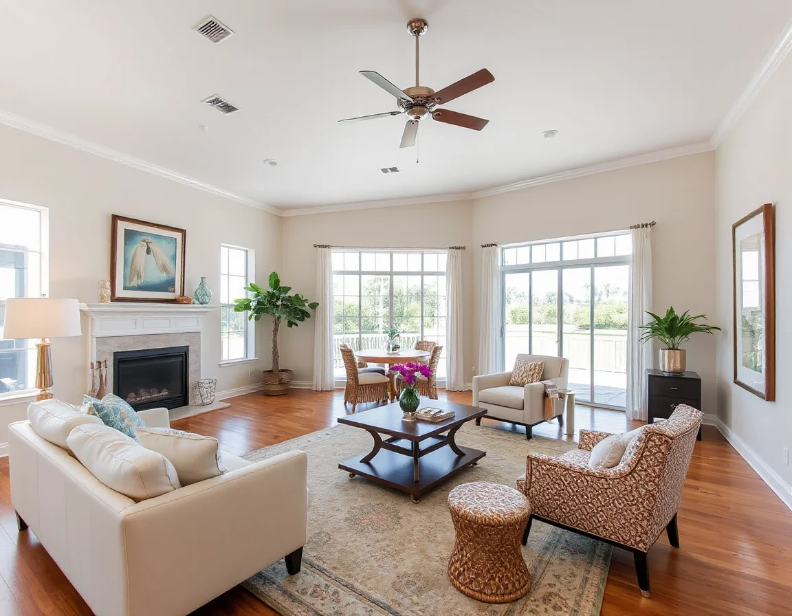 Bright staged living room in a Fort Myers home
