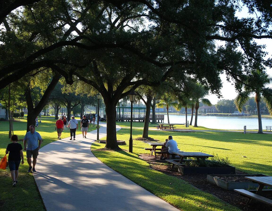 Lakeside walking path and green space in Kissimmee