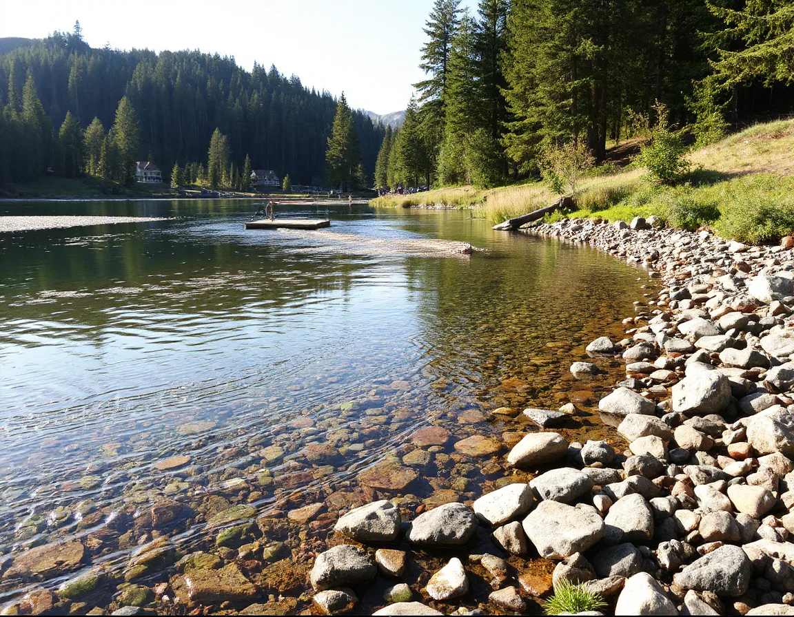 Clear river flowing through forest near Camp Sherman