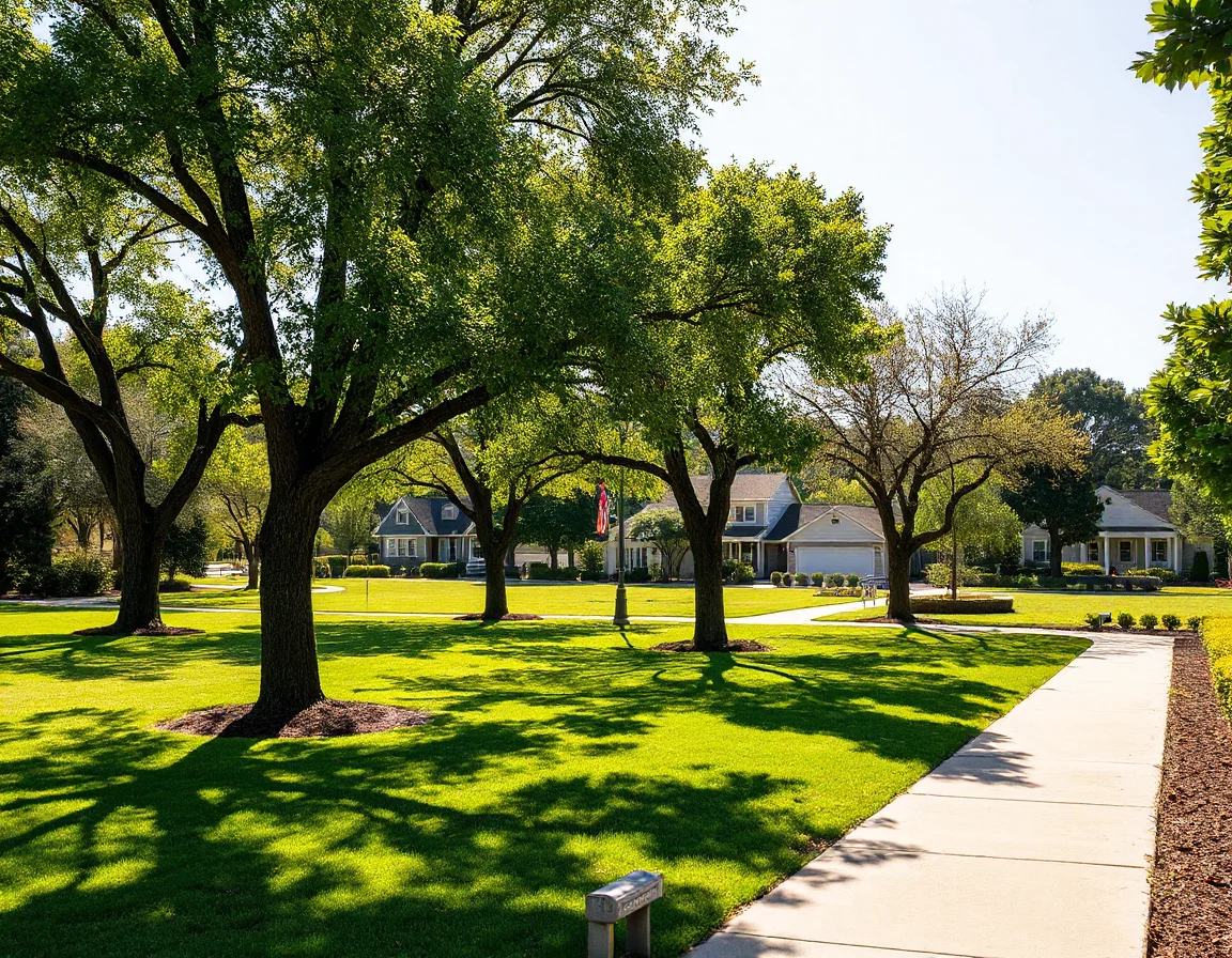 Landscaped park and walking path in Tustin