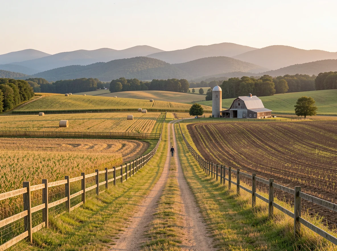 Rolling farmland near Maryville Tennessee