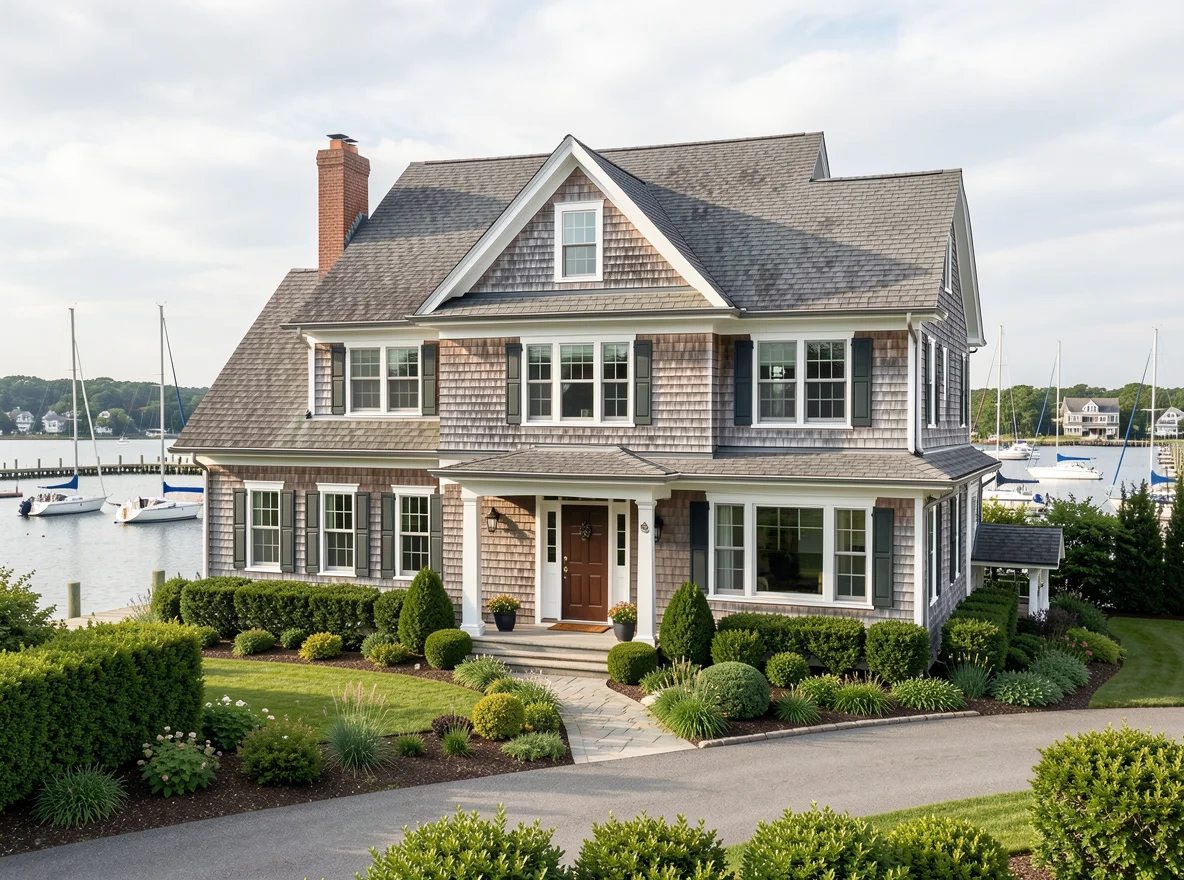 Cape Cod style waterfront charm and harbor atmosphere
