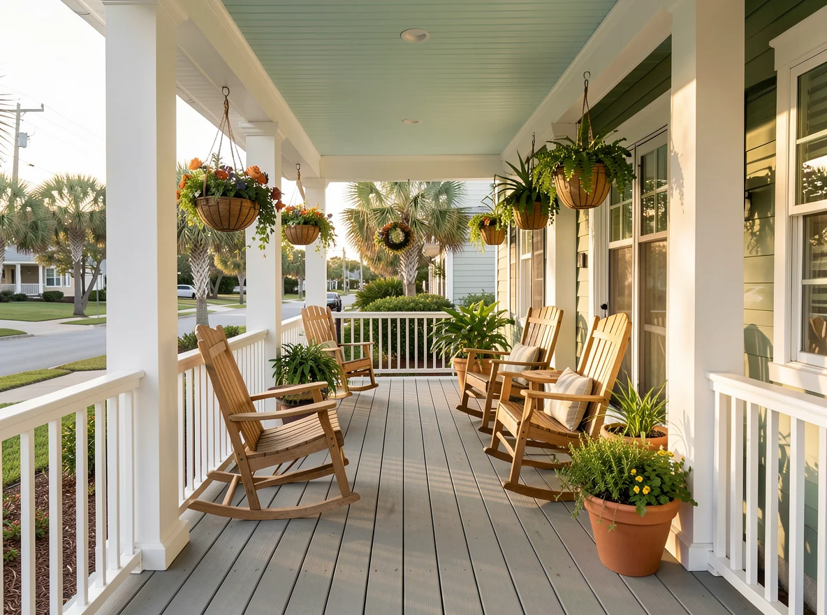 Front porch of a Florida Gulf Coast home ready for a buyer walkthrough