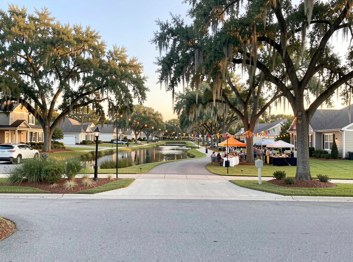 Oakleaf Hammock neighborhood streetscape in Ellenton, Florida