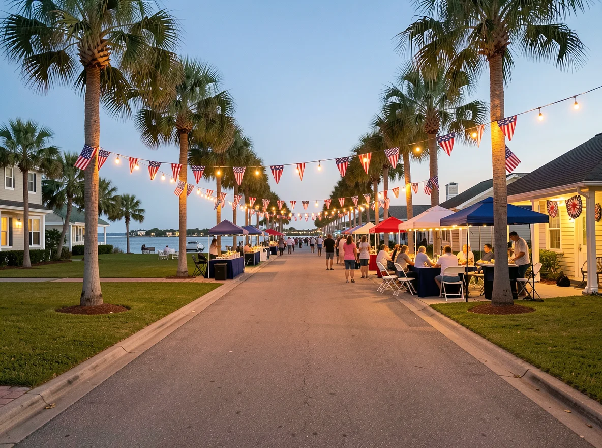Longboat Key Fourth of July coastal celebration with patriotic decor and elegant island atmosphere