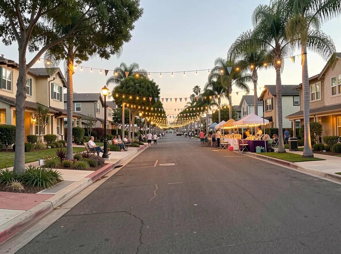Residential community streetscape in San Diego County