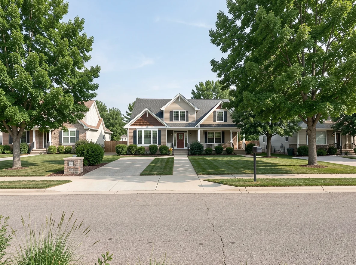 Neighborhood street and homes in Hartford, South Dakota