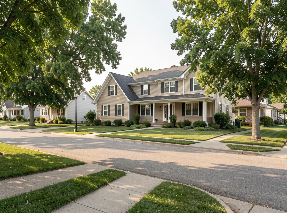 Neighborhood street scene in Canton, South Dakota