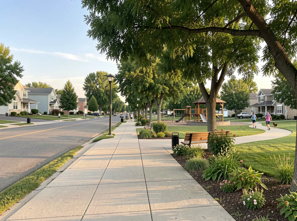Neighborhood street scene in Worthing, South Dakota