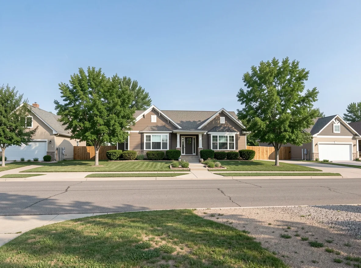 Residential streetscape in Renner, South Dakota