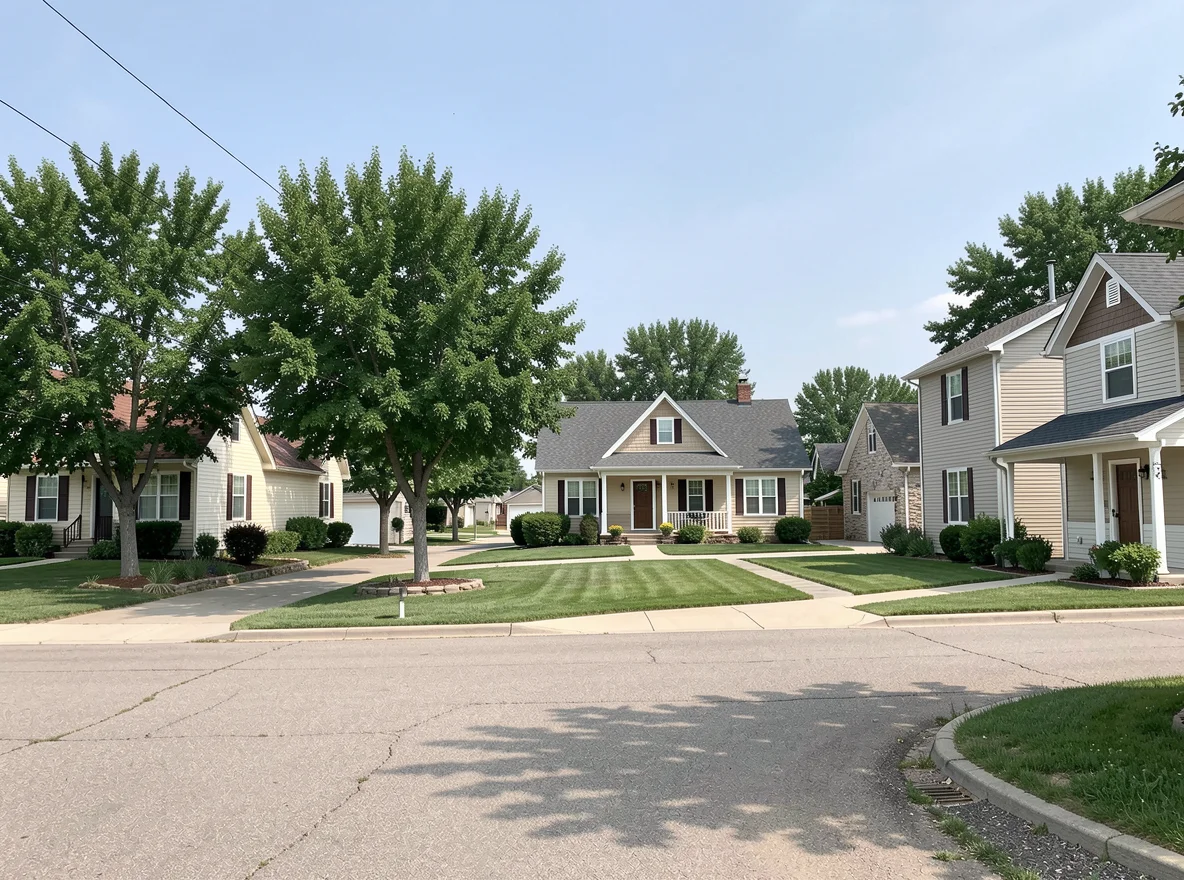 Residential street scene in Crooks, South Dakota
