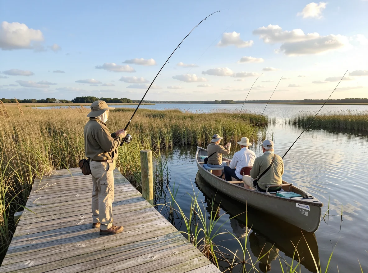 Fishing from a dock along the Aransas Pass coast