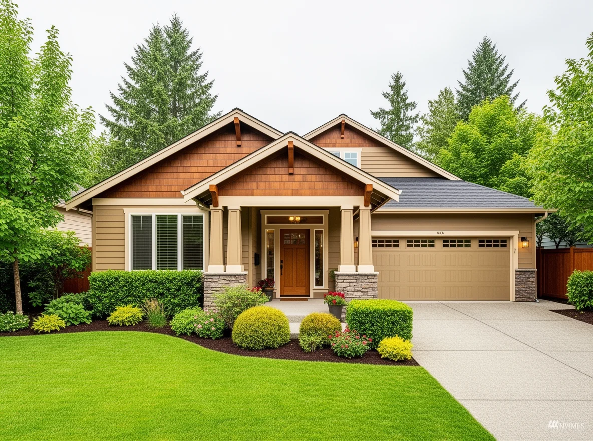Craftsman-style home exterior in Redmond, Washington