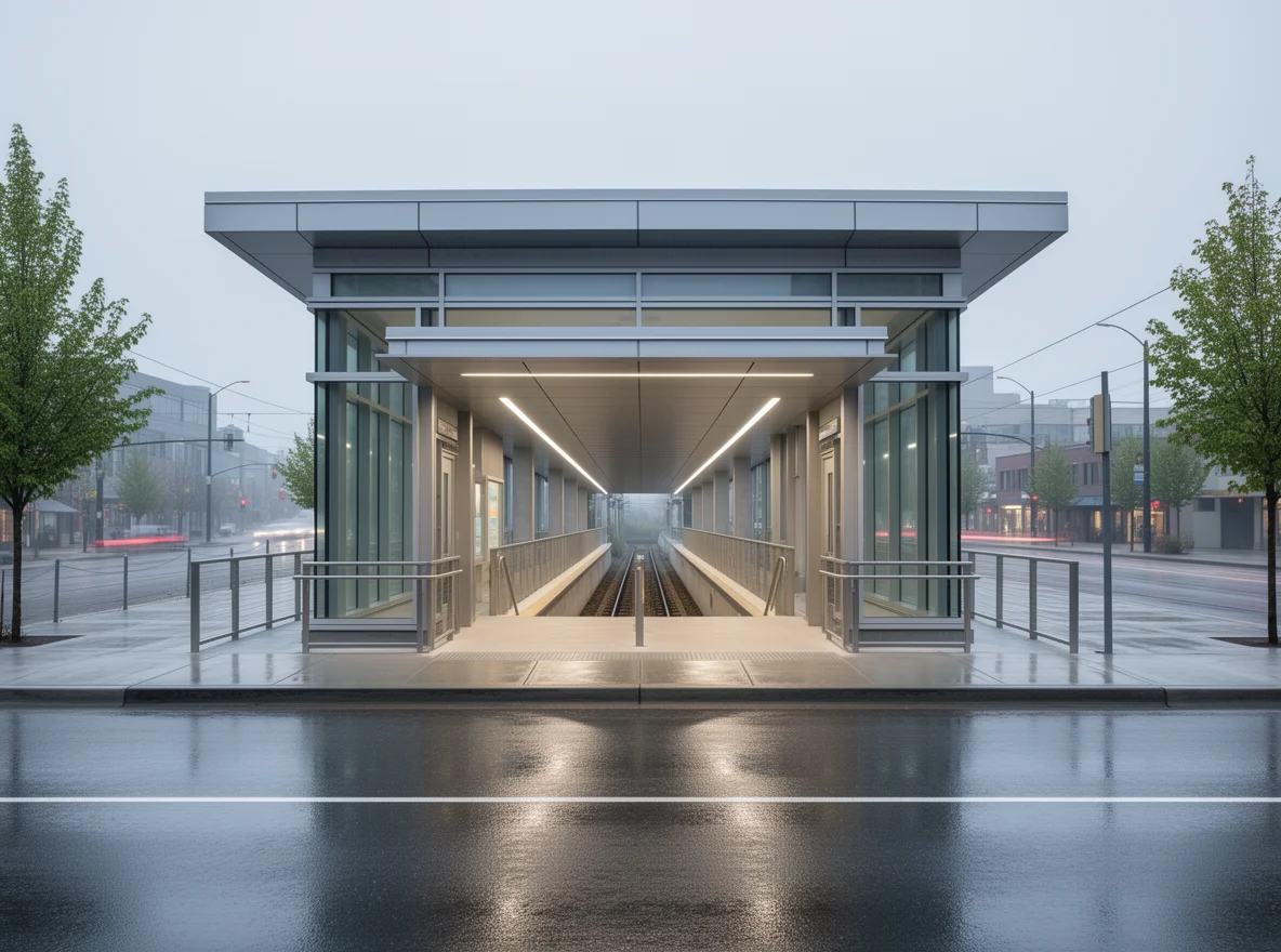 Commuter approaching a light rail station in Seattle