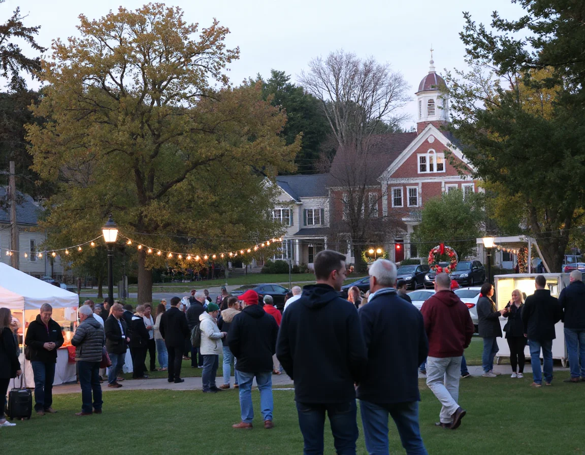 Community gathering on a village green in Hardwick, Massachusetts