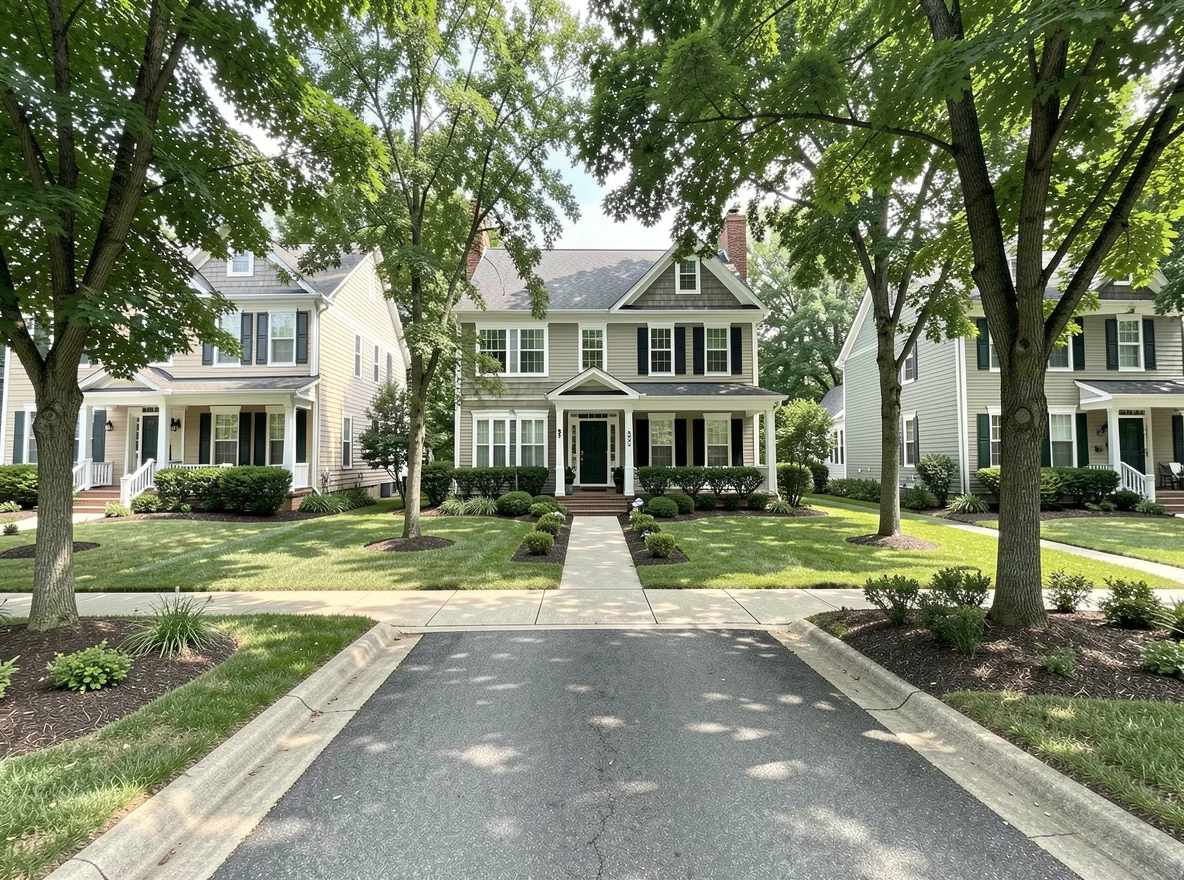 Neighborhood streetscape in Stafford, Virginia