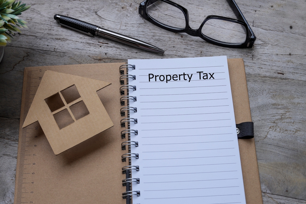 Property tax written on paper