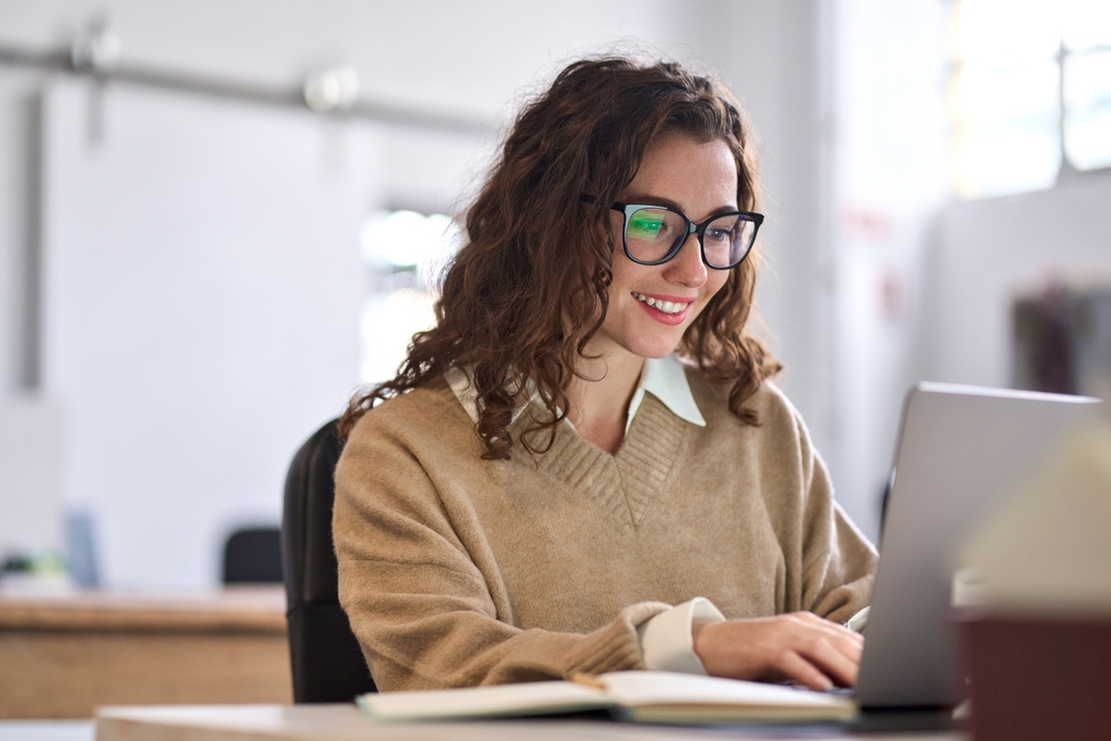 A girl on her computer