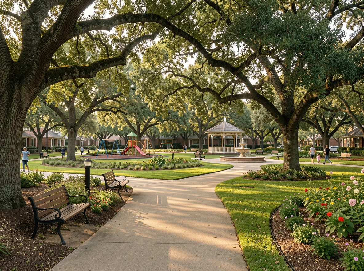 Neighborhood park in Austin with walking paths and shade trees