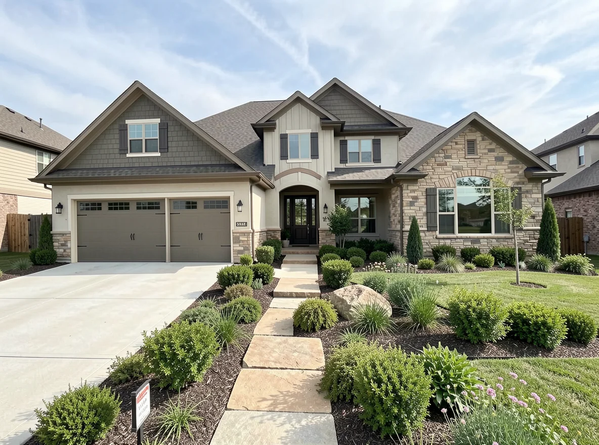 Spacious suburban home exterior in Round Rock