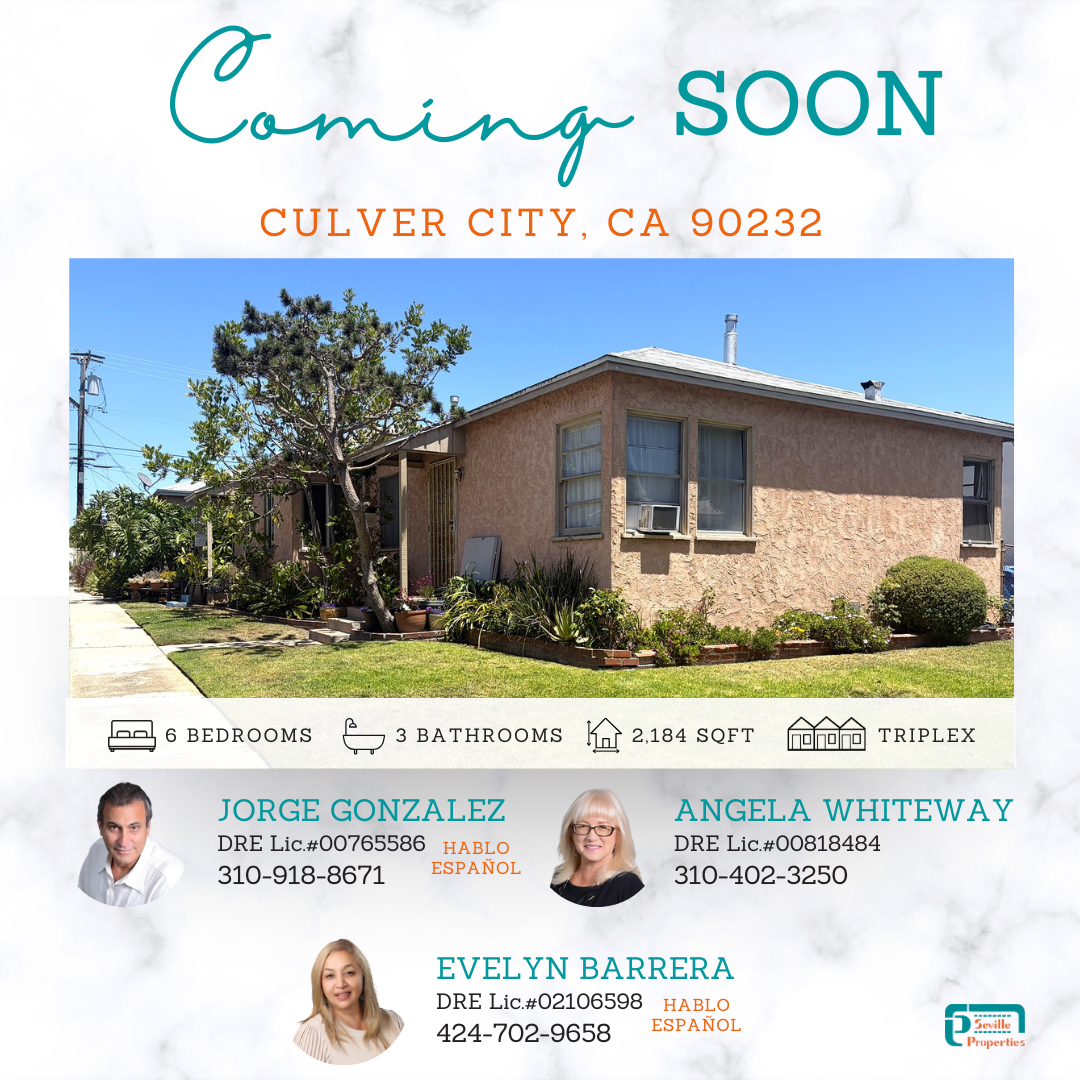 Coming Soon Culver City triplex with three 2-bedroom units