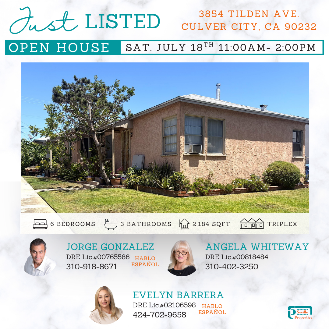 Just Listed Culver City triplex with Open House July 18