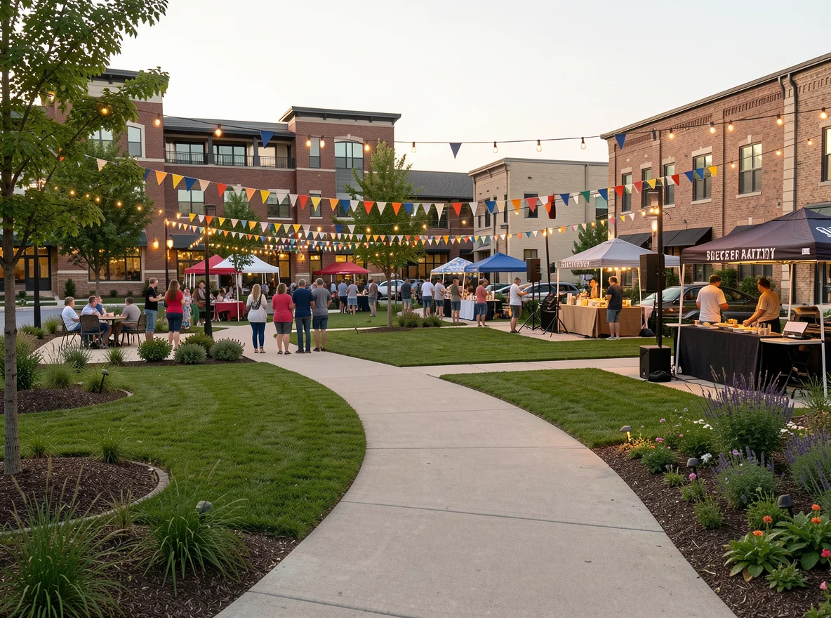 Community gathering area in a suburban setting
