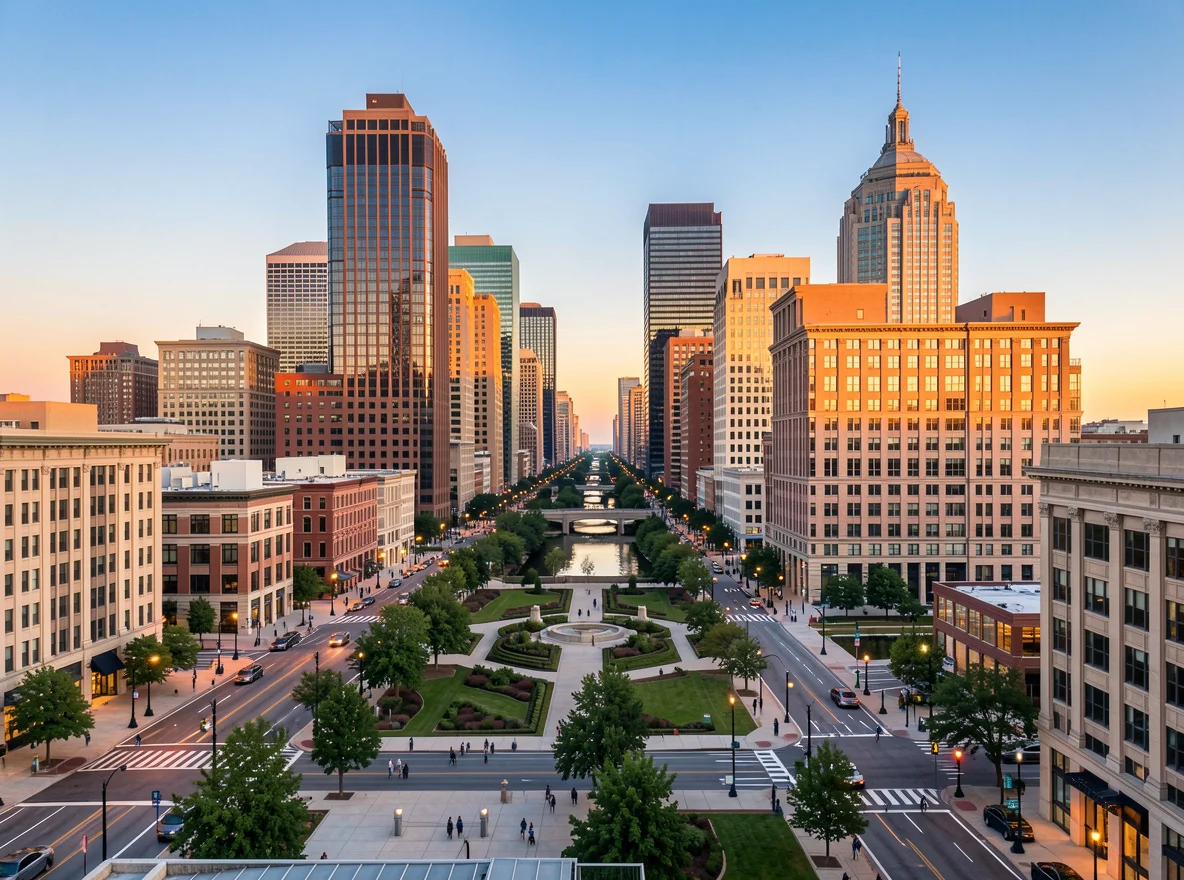 Philadelphia skyline and urban living