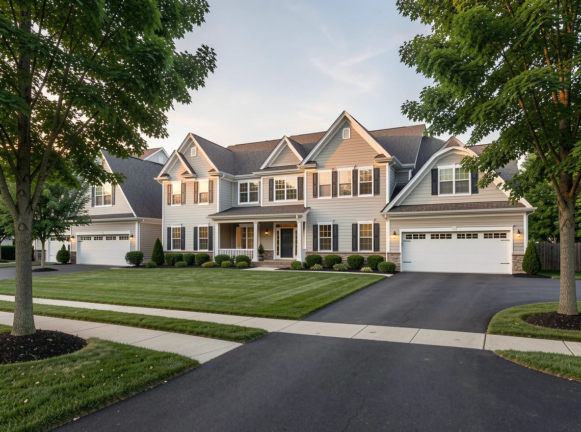 Neighborhood housing scene reflecting suburban market conditions