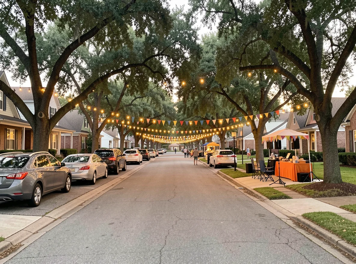 Tree-lined Dallas neighborhood street